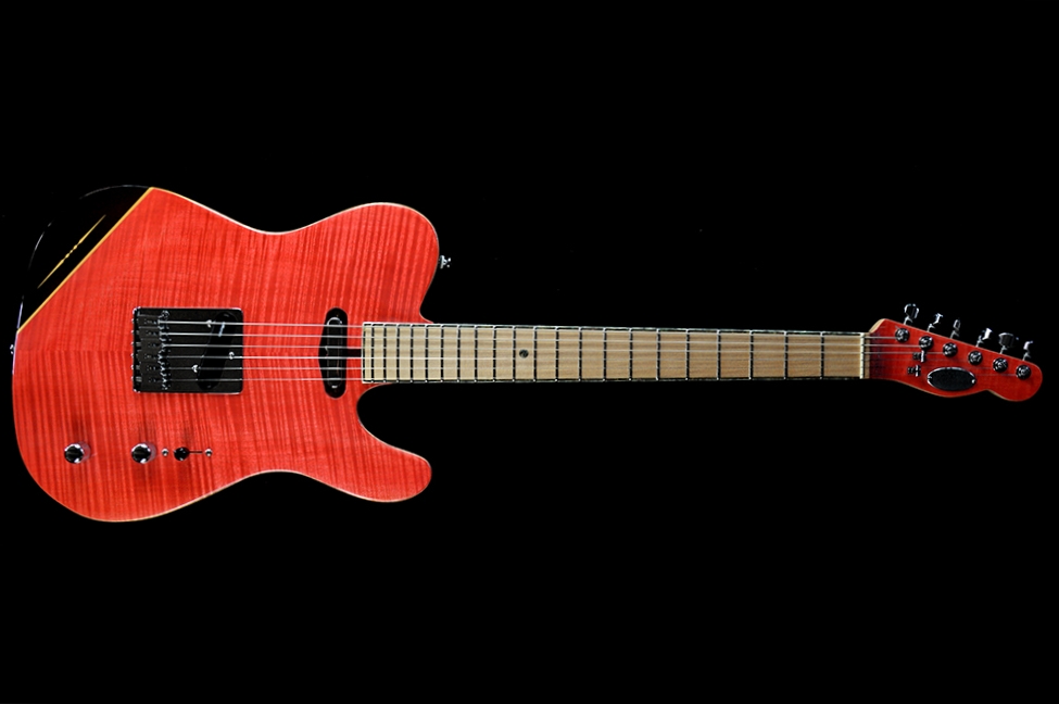 shank-instruments-emanuele-d'alò-telecaster-liuteria-acero-marezzato-milano Telecaster style curly maple